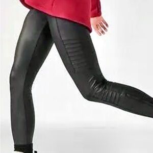 Athleta Black Delancey Gleam Moto Tight Leggings size MT